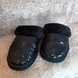 Sequin Black Slippers